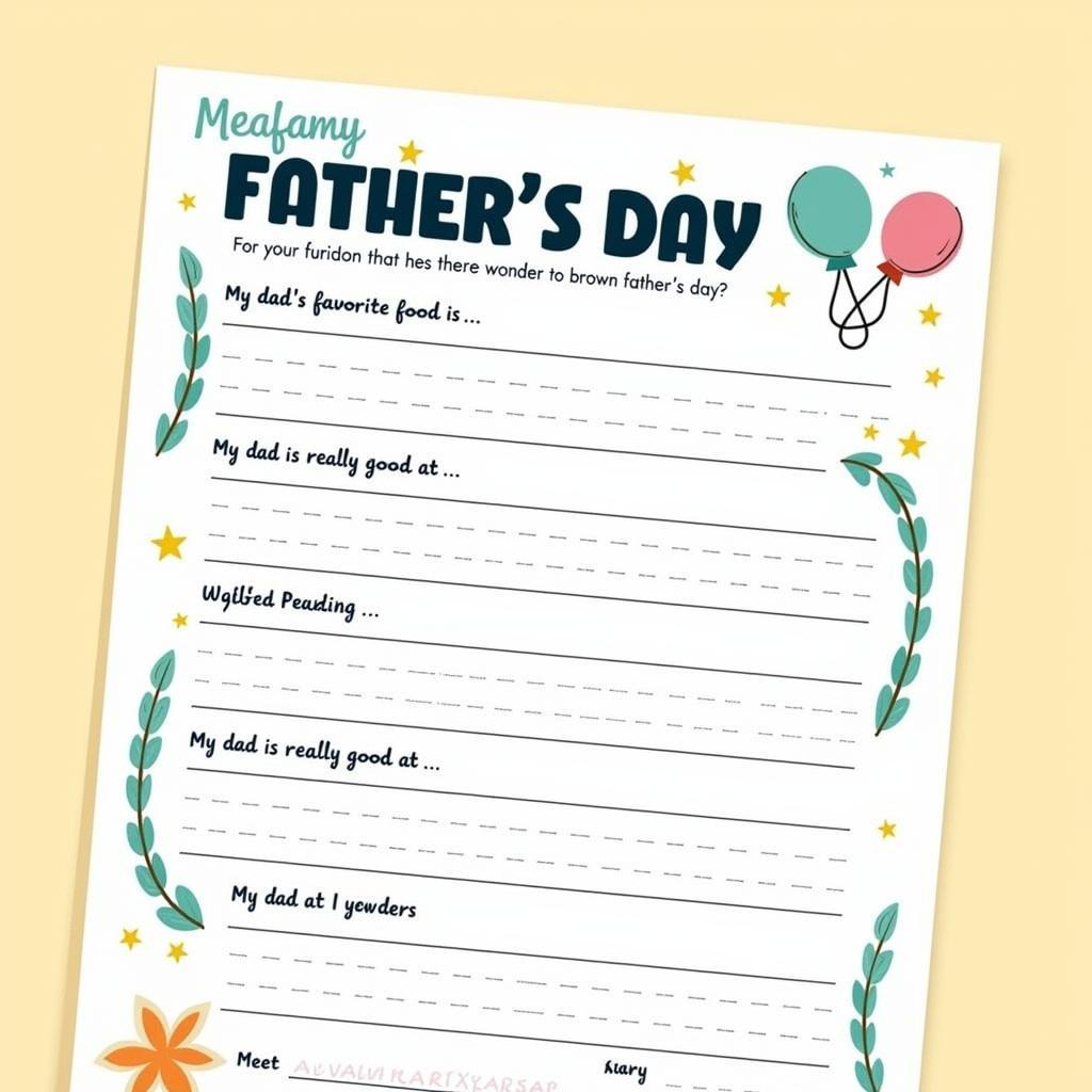 Free Printable Father's Day Questionnaire