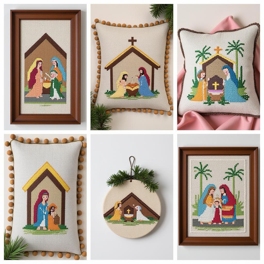 Displaying Finished Nativity Cross Stitch Projects