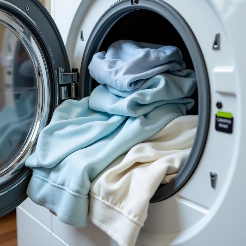 Clothes being cleaned in a fragrance-free dry cleaning machine