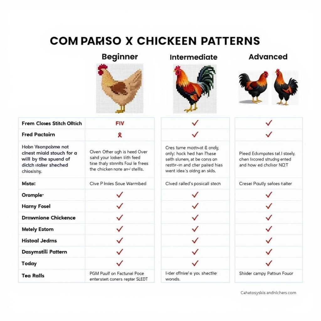 Free Chicken Cross Stitch Patterns - Difficulty Levels