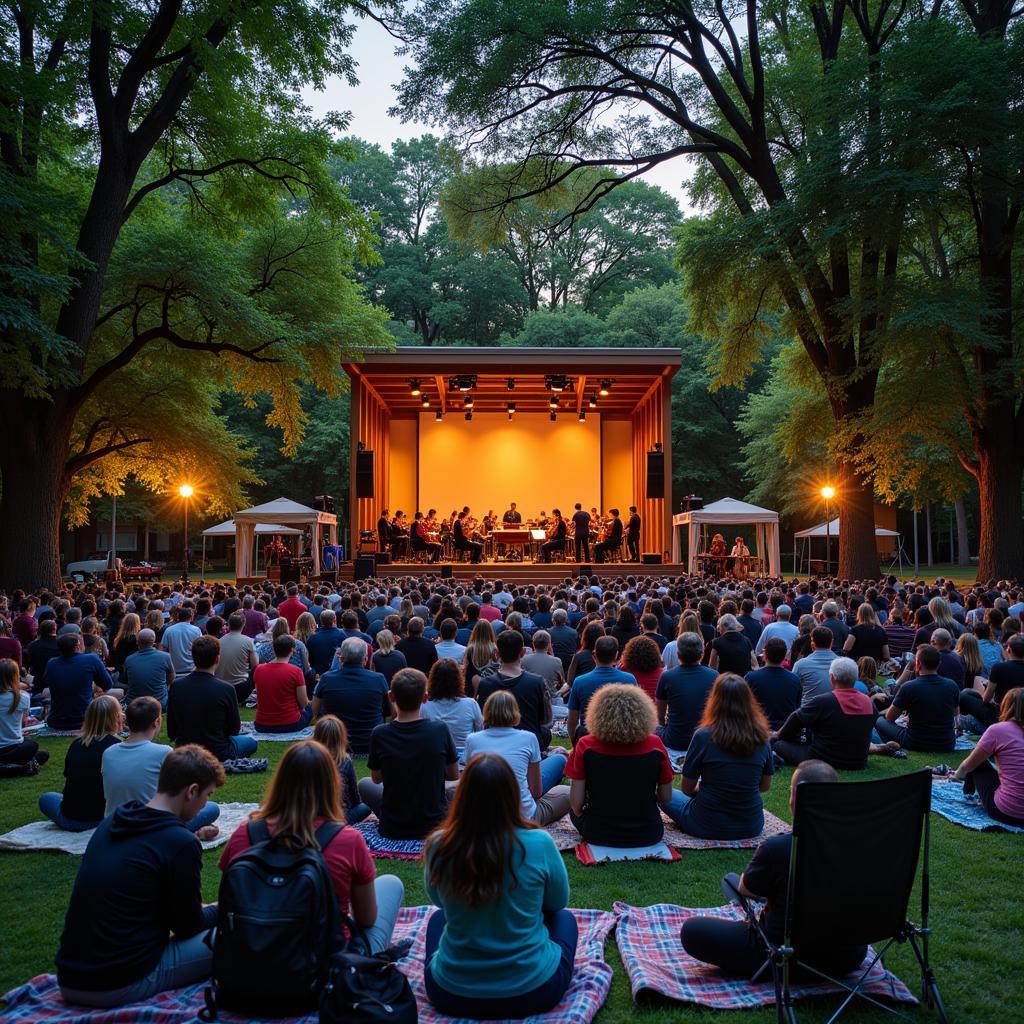 Free Classical Music Concert: An outdoor performance with a large audience enjoying the music.