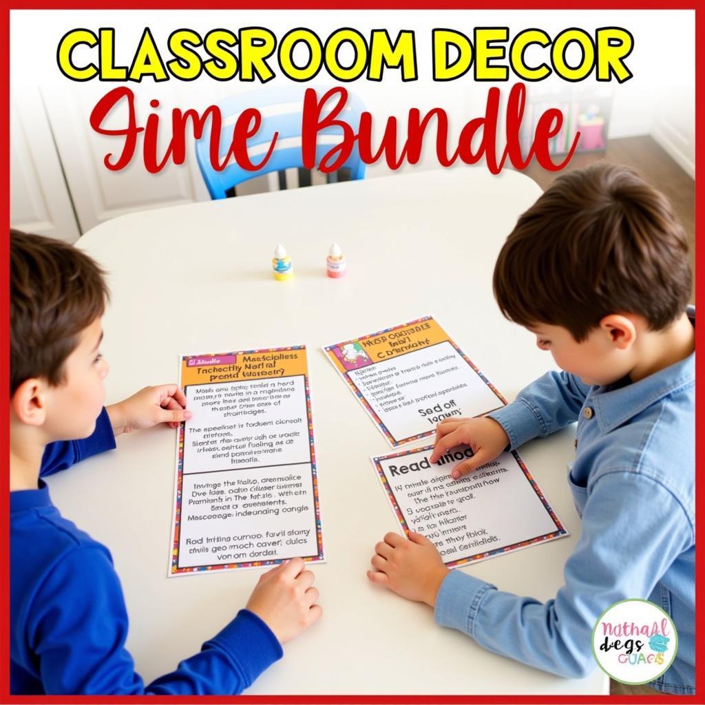 Interactive games from a classroom decor bundle.