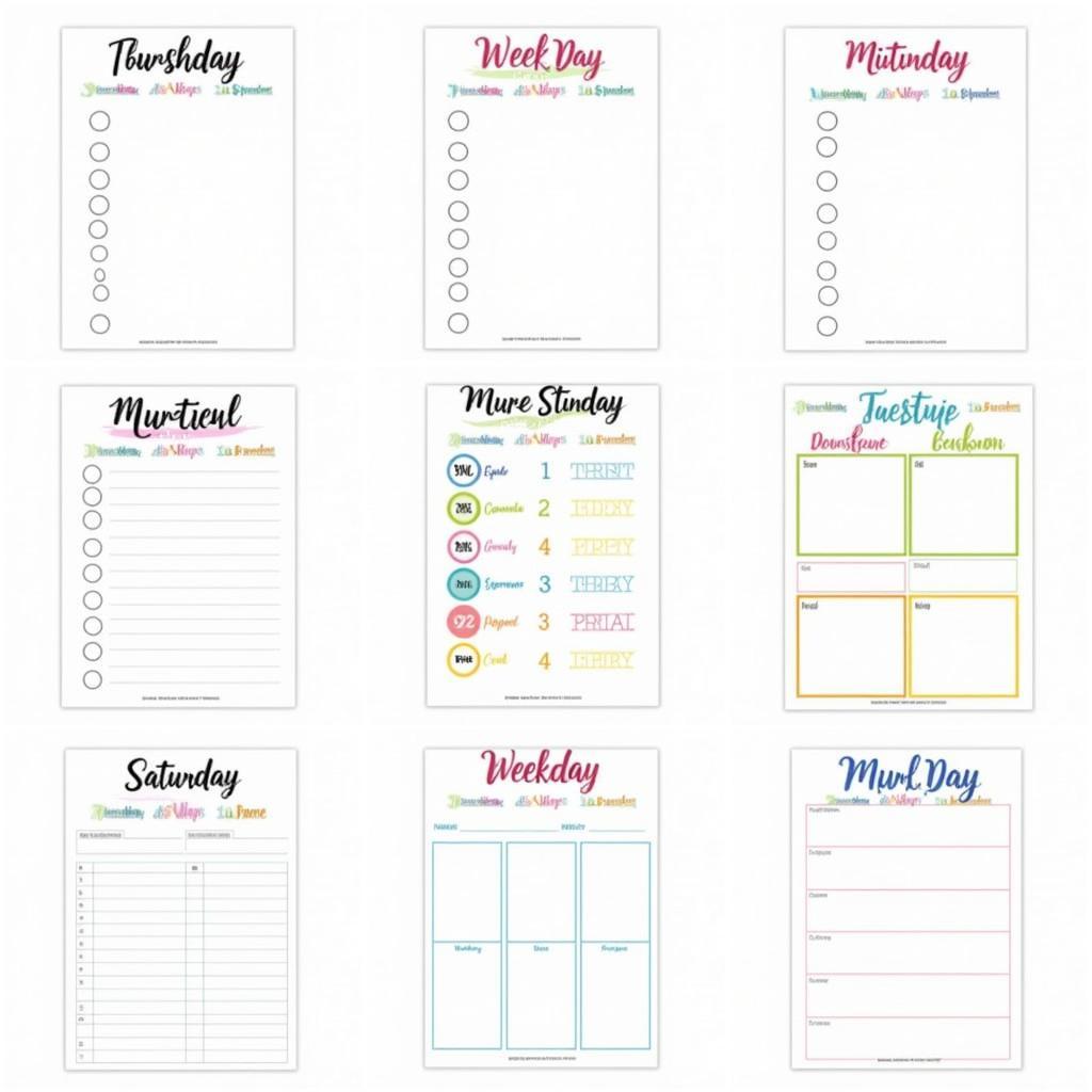 Variety of Free Days of the Week Printables