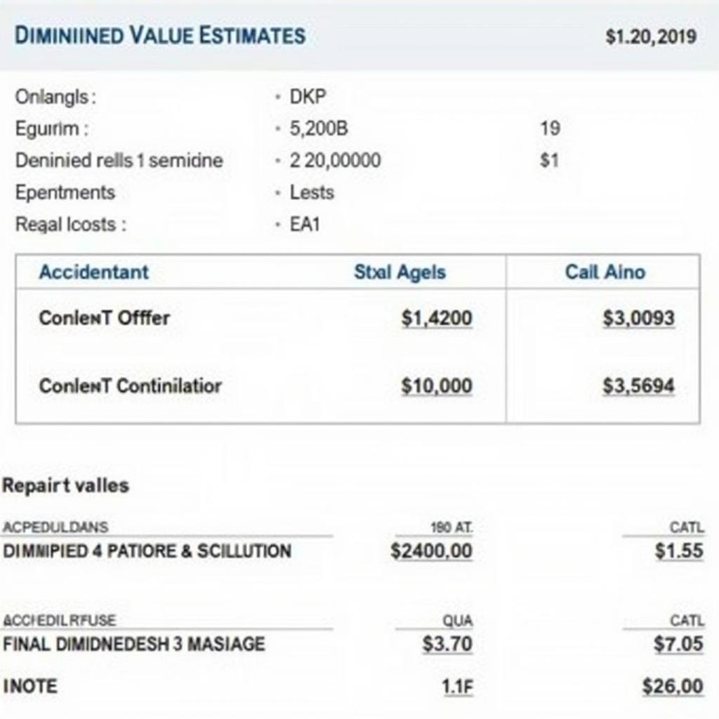 Example of a Free Diminished Value Estimate