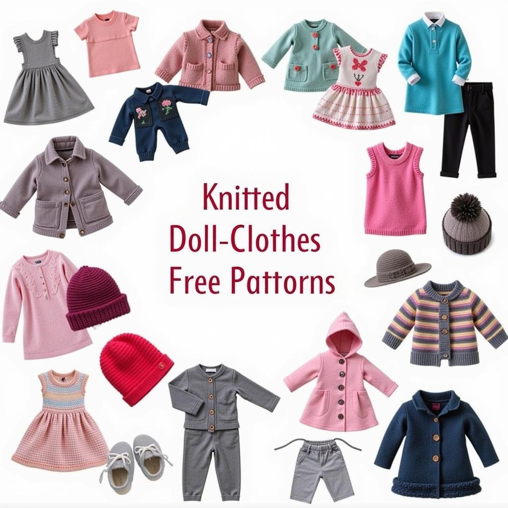 Variety of free knitting patterns for doll clothes