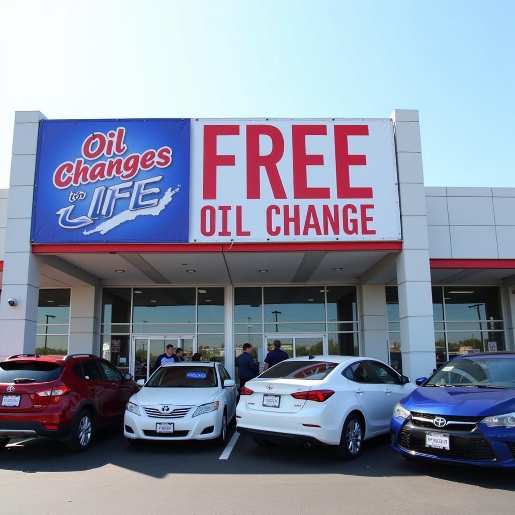 Dealership Promoting Free Oil Changes for Life