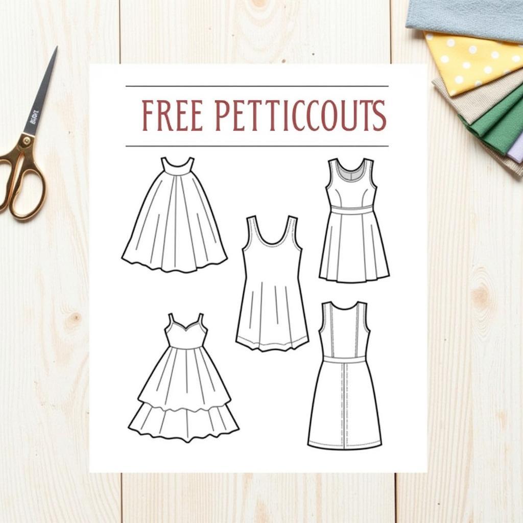 Various free petticoat pattern options displayed on a computer screen