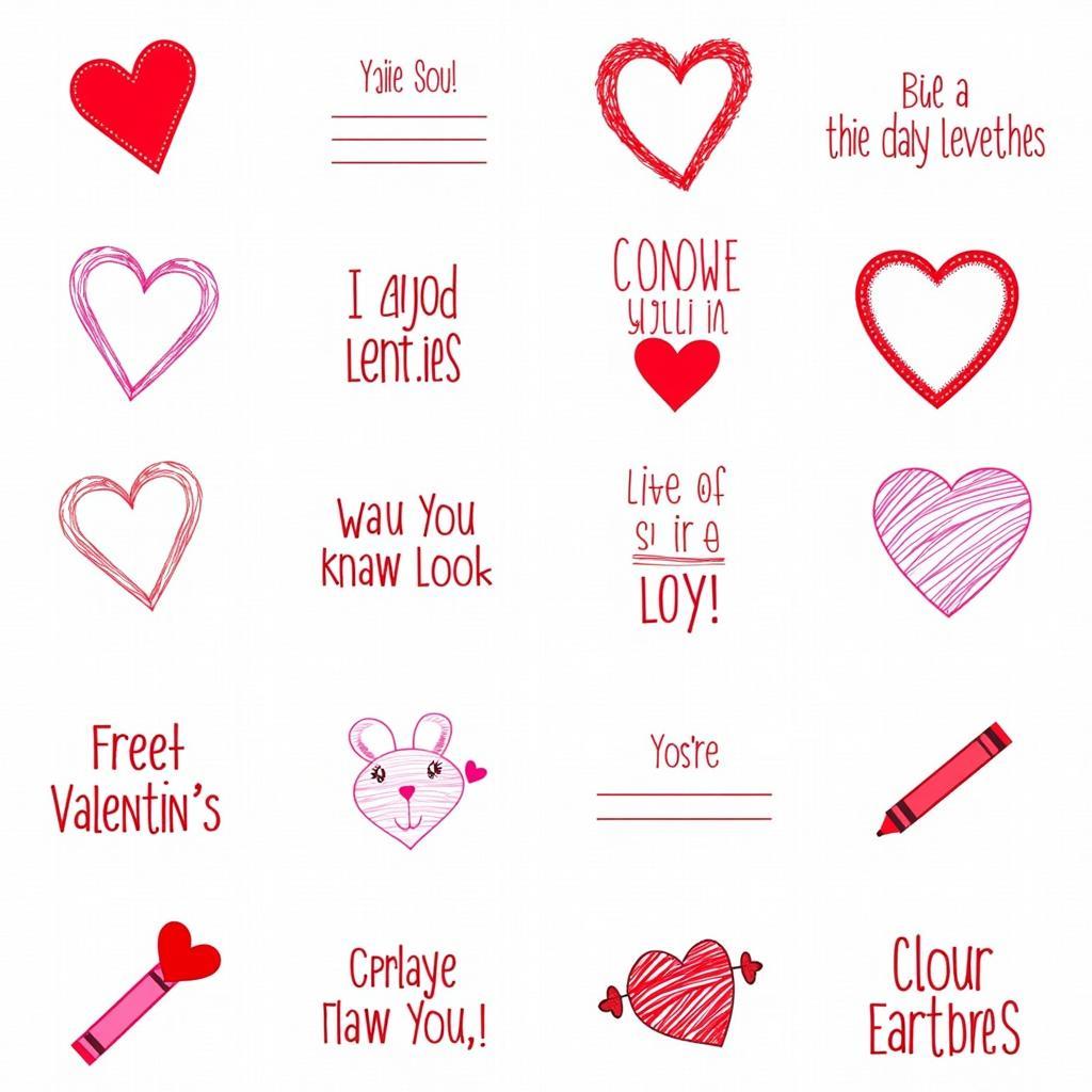 Various designs of free printable crayon valentines