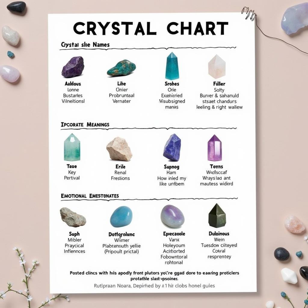 Example of a Free Printable Crystal Meanings Chart