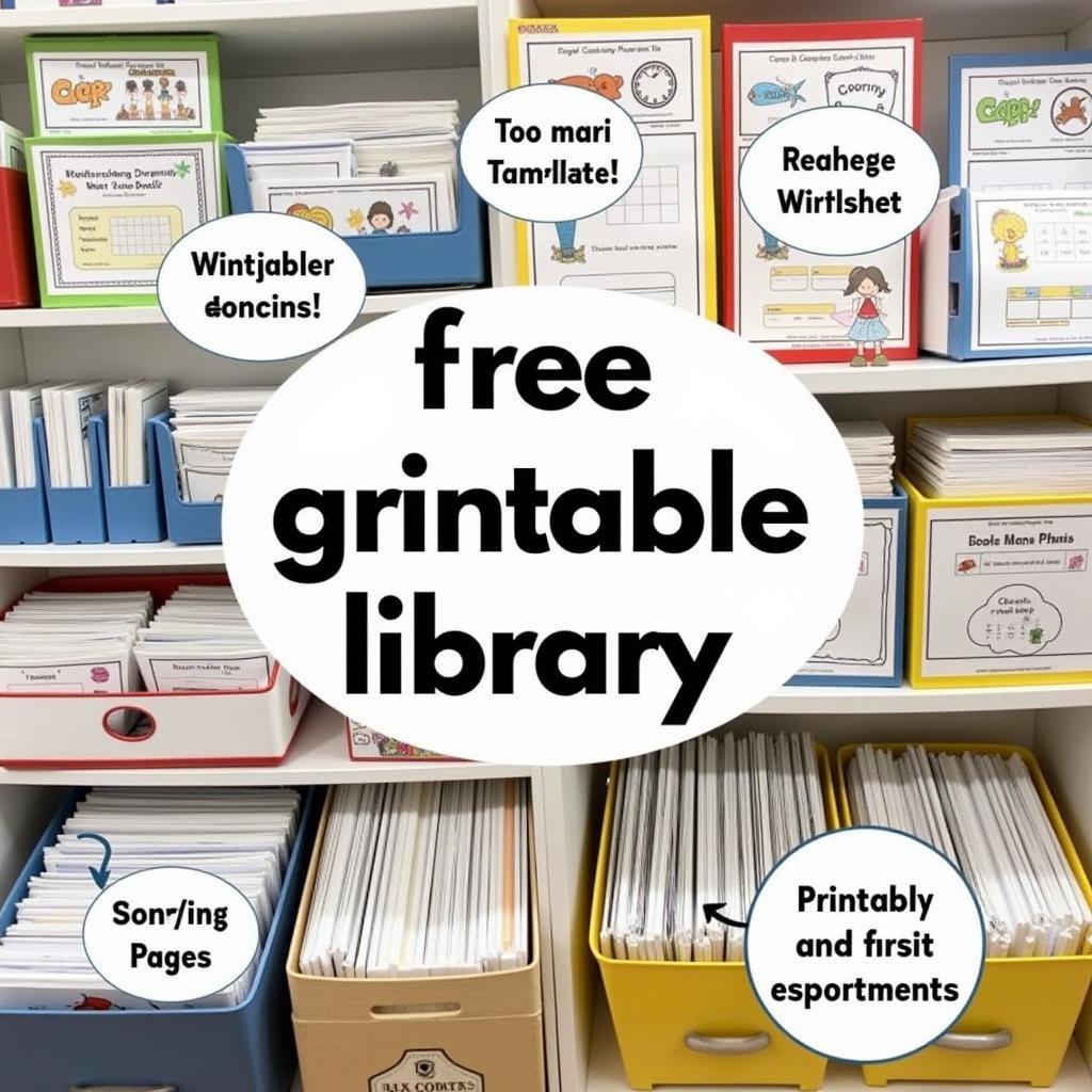 Organized Free Printable Library with Labeled Folders and Bins