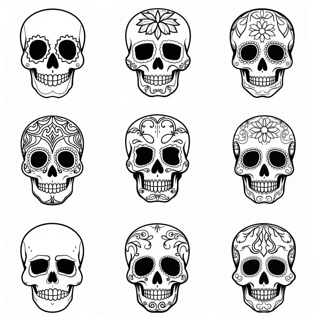 Various Styles of Free Printable Skull Coloring Pages for Adults