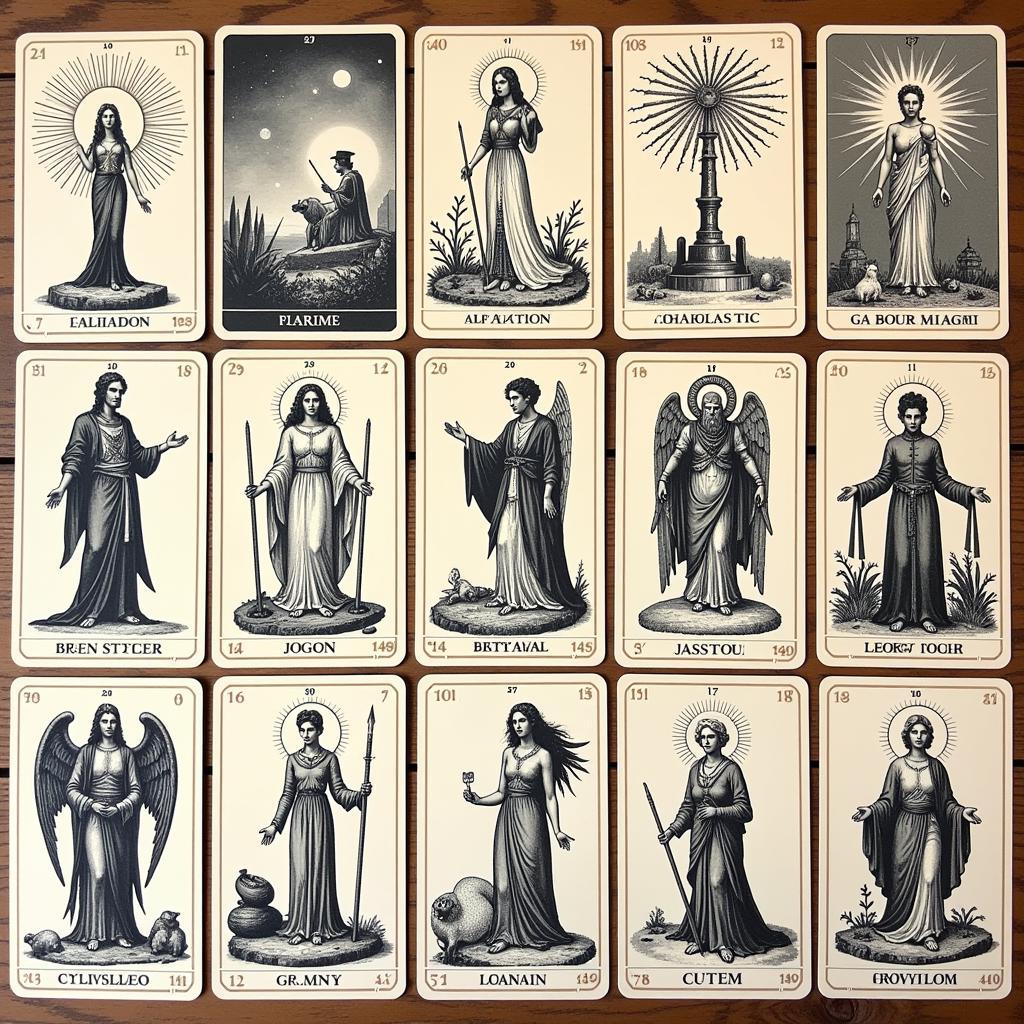 Free Printable Tarot Card Deck showcasing Major and Minor Arcana