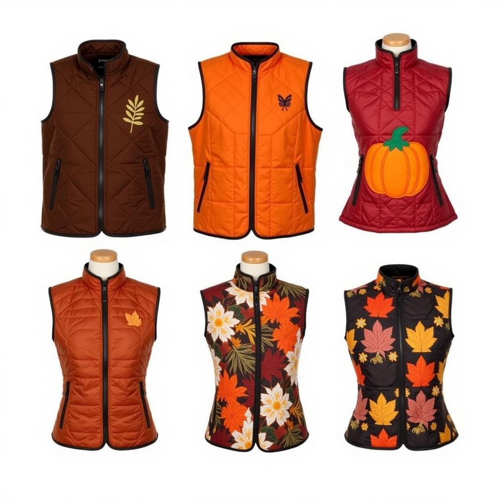 Free quilted vest patterns featuring autumnal colors and designs.