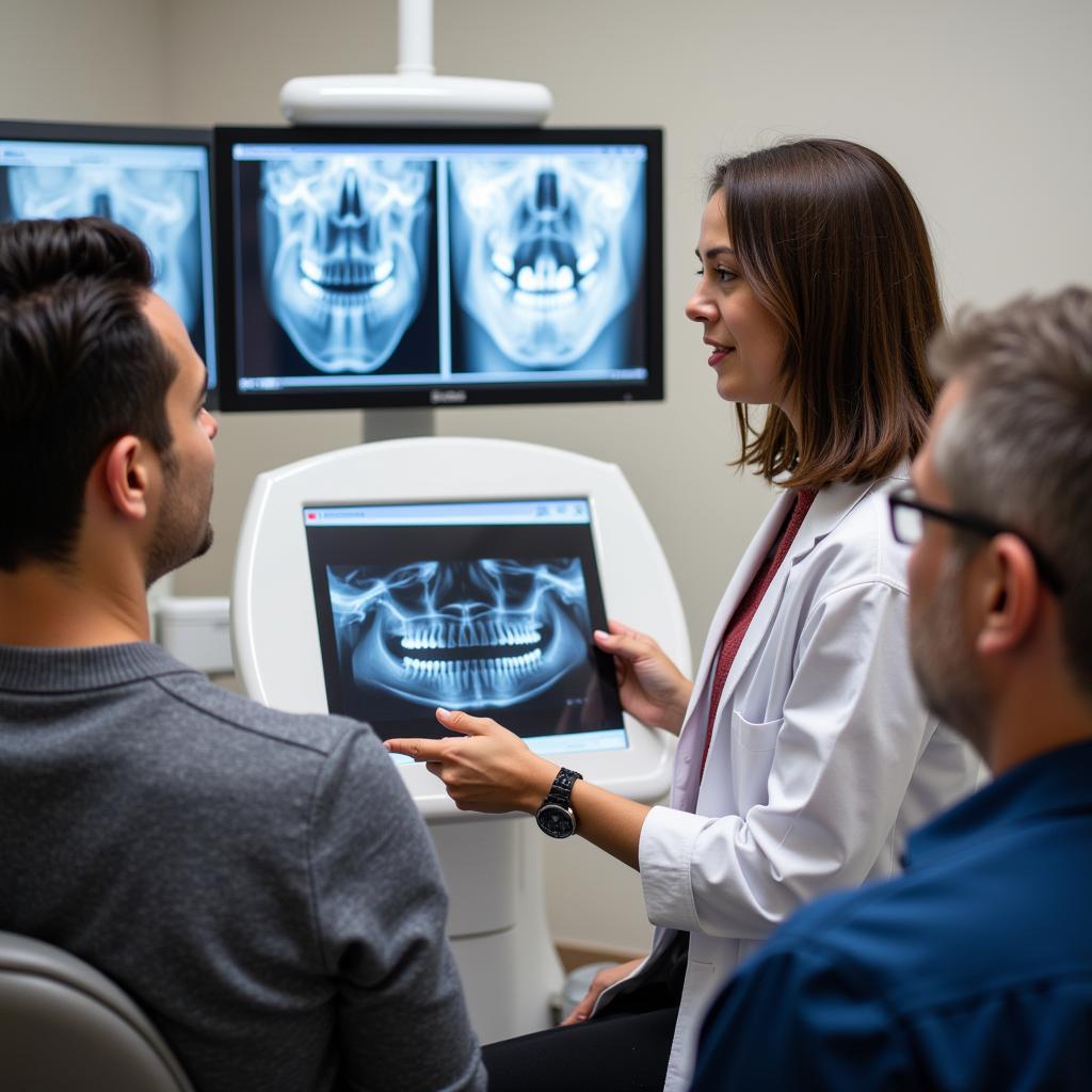 A patient receiving a free second opinion dental consultation from a dentist.