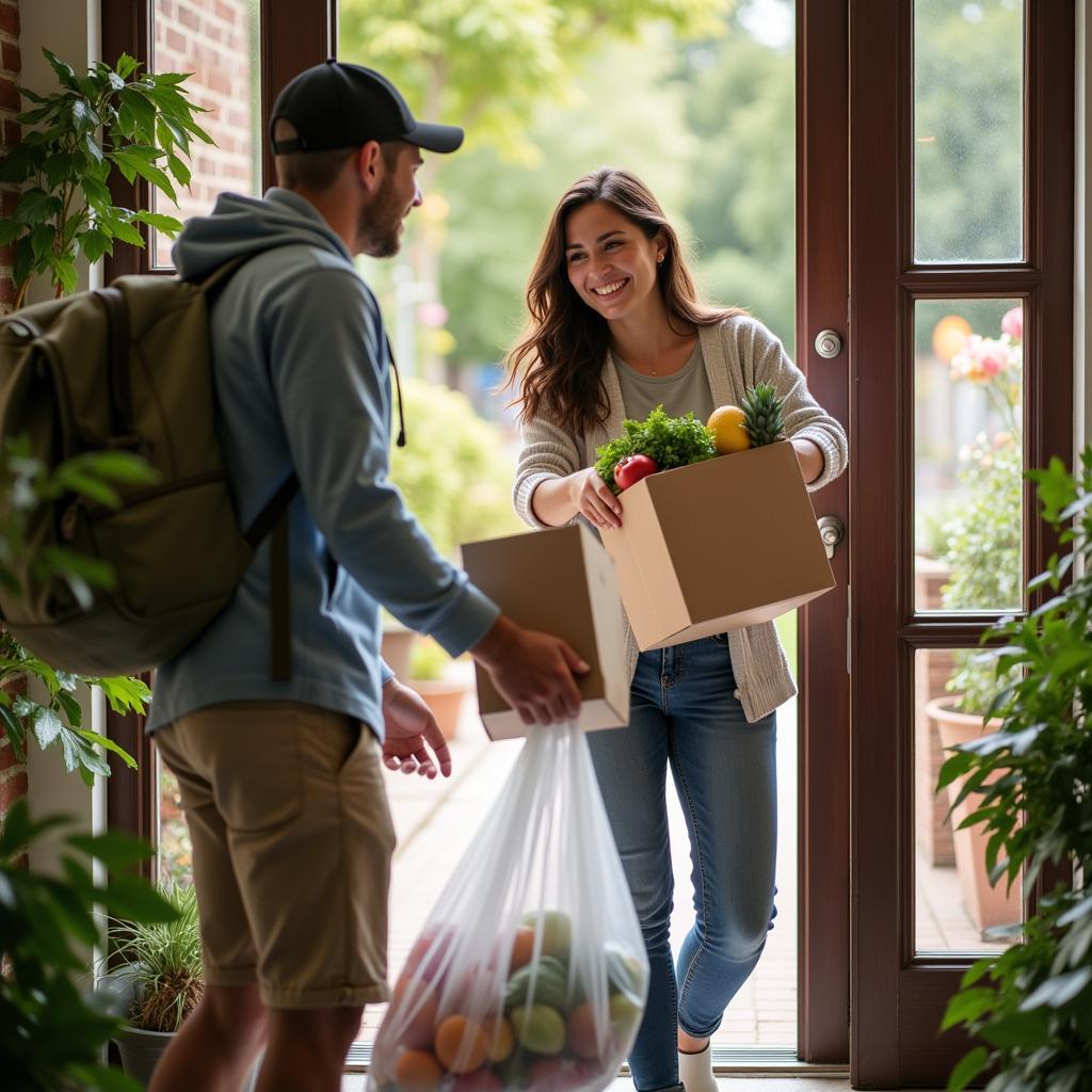 Groceries delivered to a doorstep