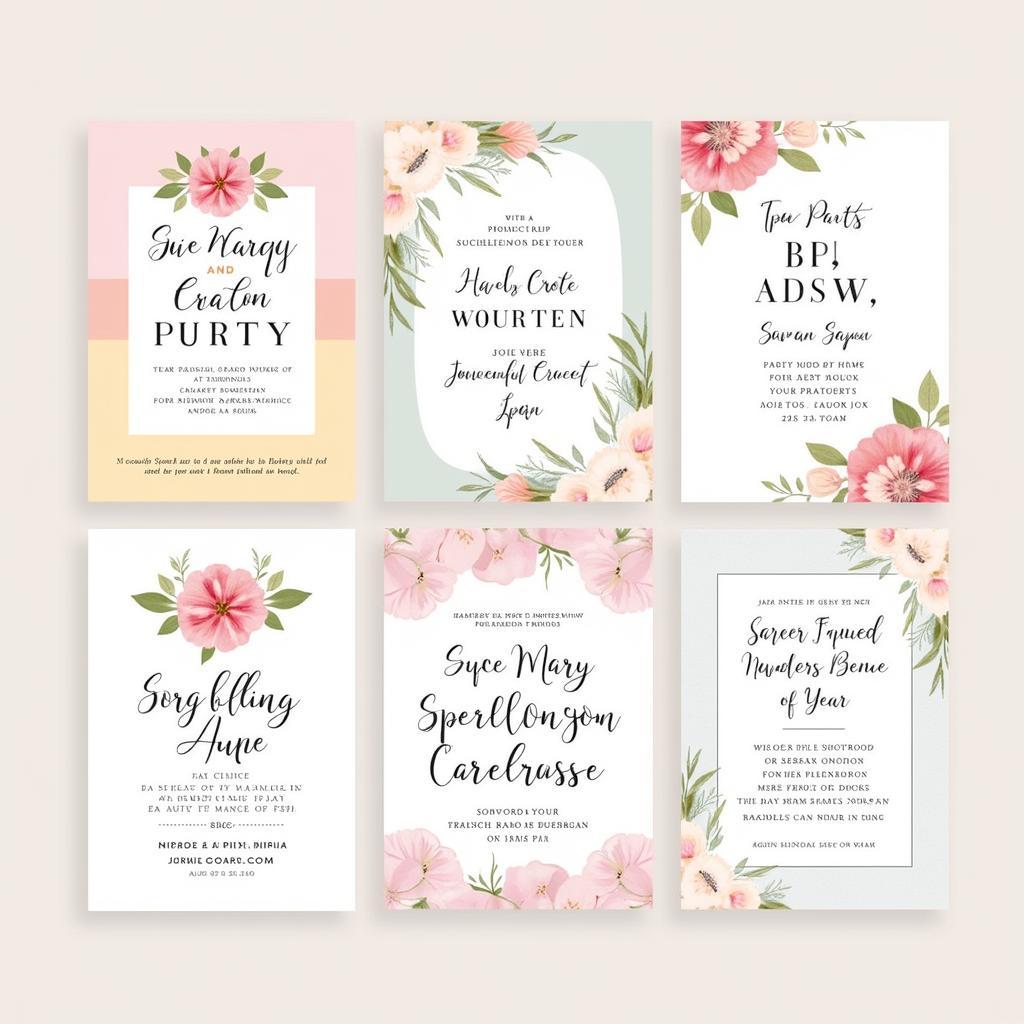 Free printable spa party invitations with elegant floral designs.