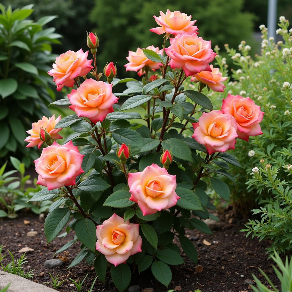 A Free Spirit Rose bush thriving in a garden setting.