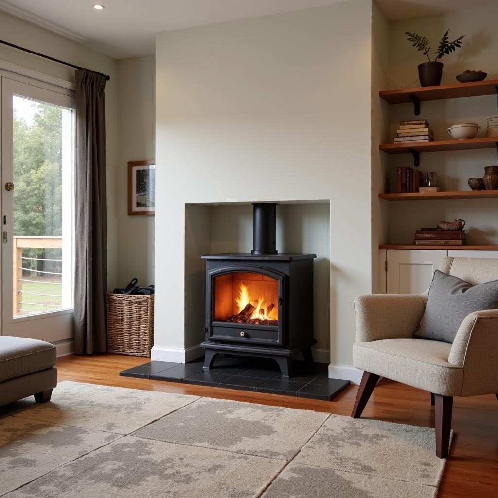 Free Standing Gas Fireplace Stove in Living Room