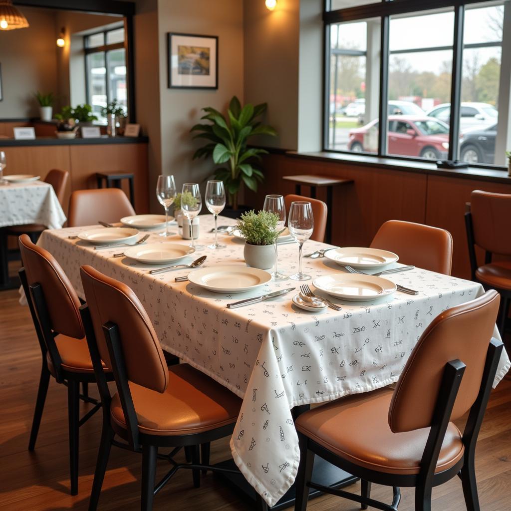 Free Tablecloth Mockup in a Restaurant Scene