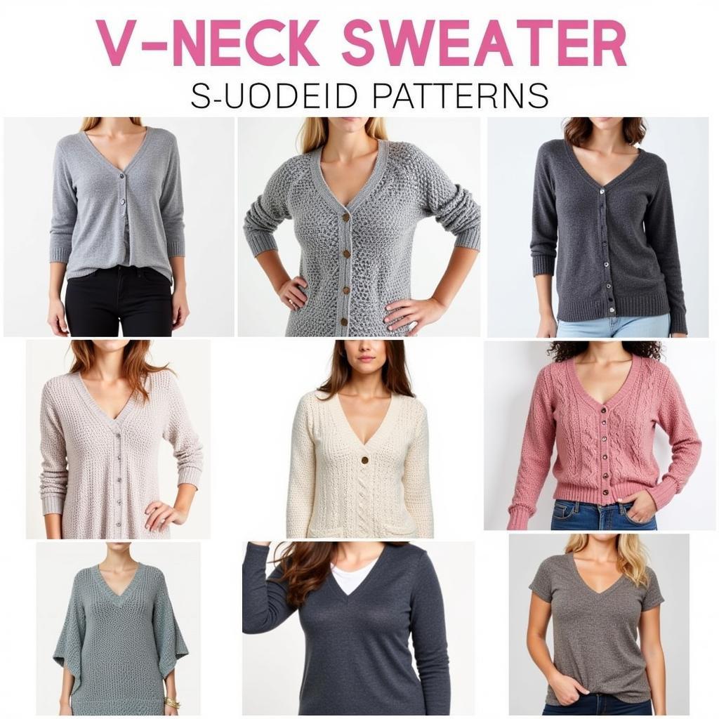 Collection of Free V Neck Sweater Knitting Patterns