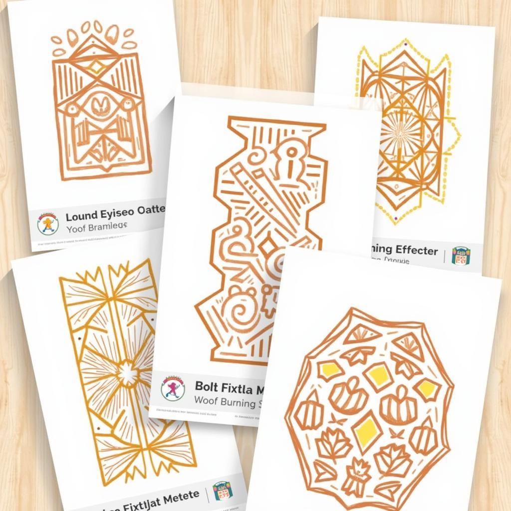 Free wood burning stencils displaying various geometric patterns for wood burning projects.