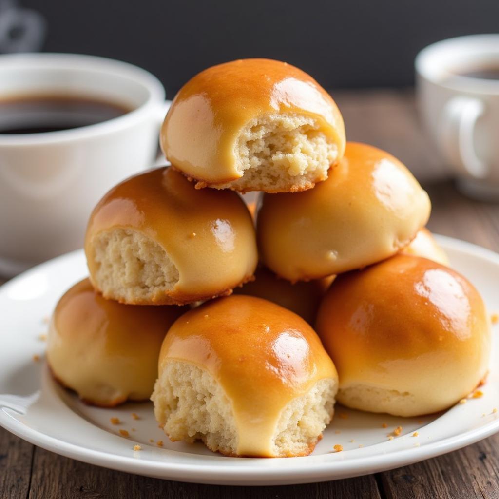 A plate of freshly baked and glazed gluten-free cardamom buns, ready to be enjoyed.