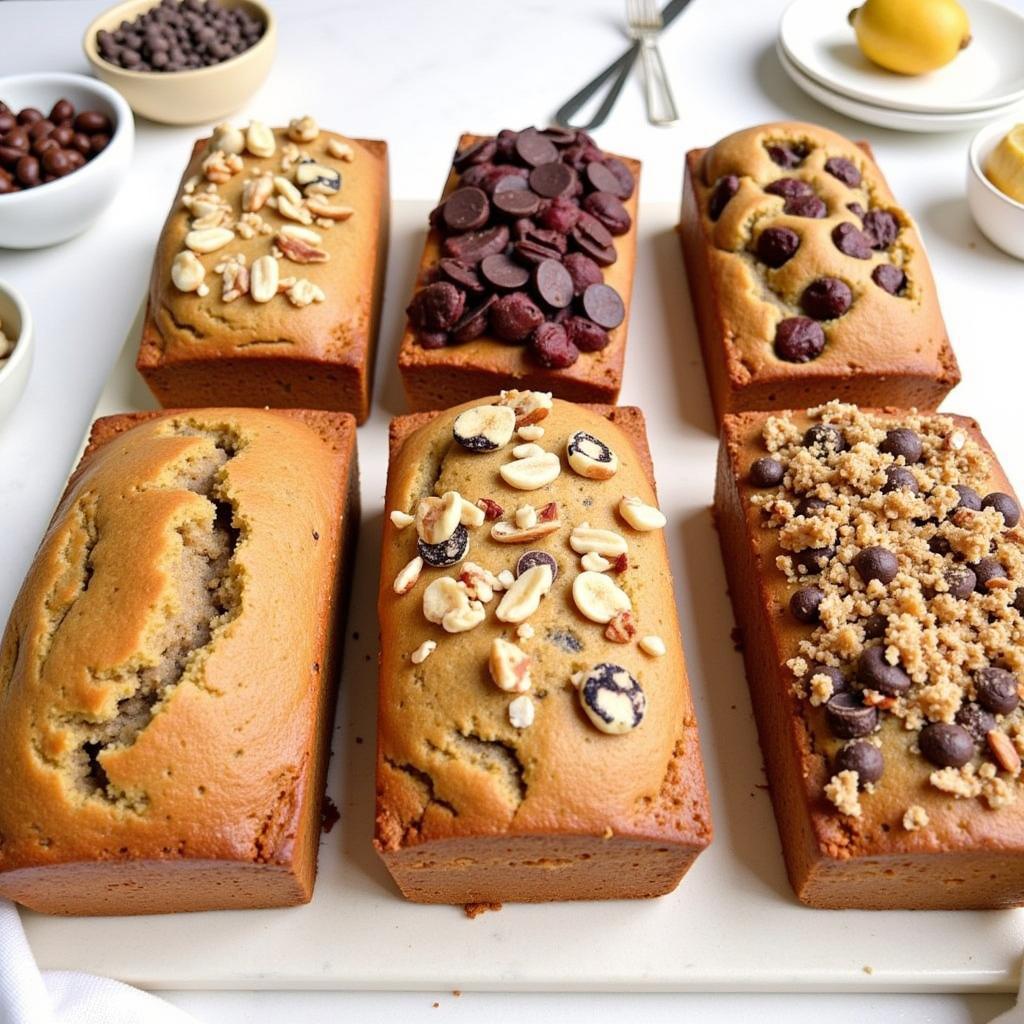 Variations of Gluten-Free Banana Bread with Different Toppings