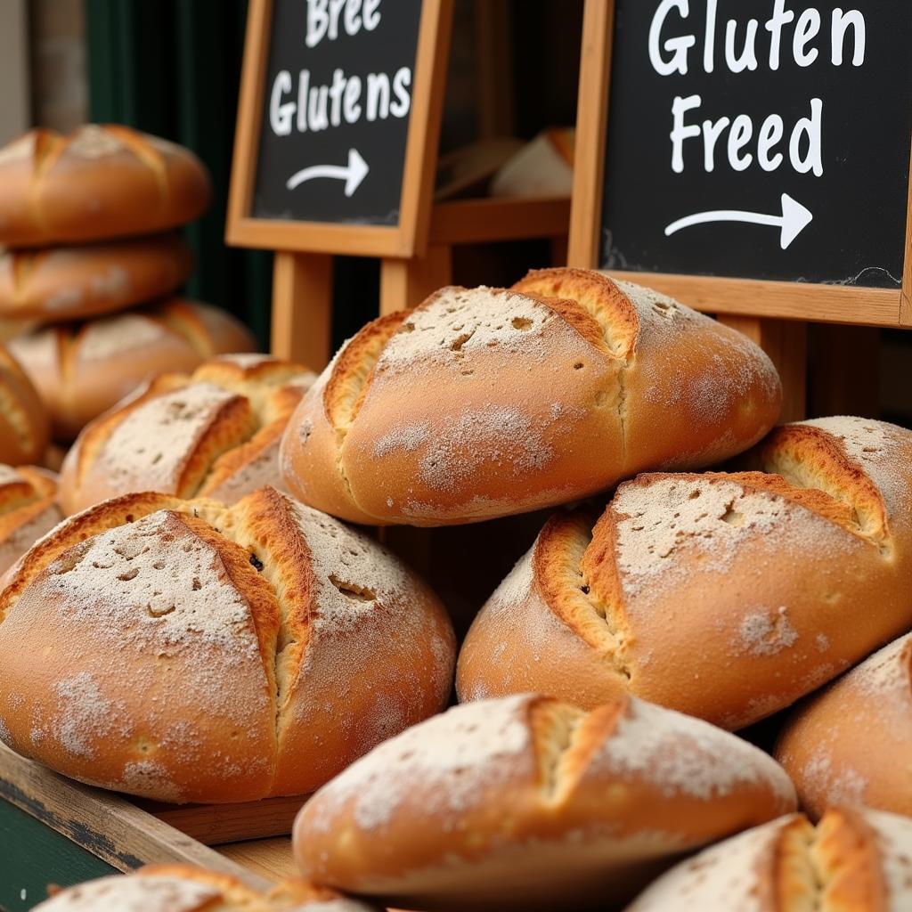 Gluten-free bread on display at a market stall in Istanbul.