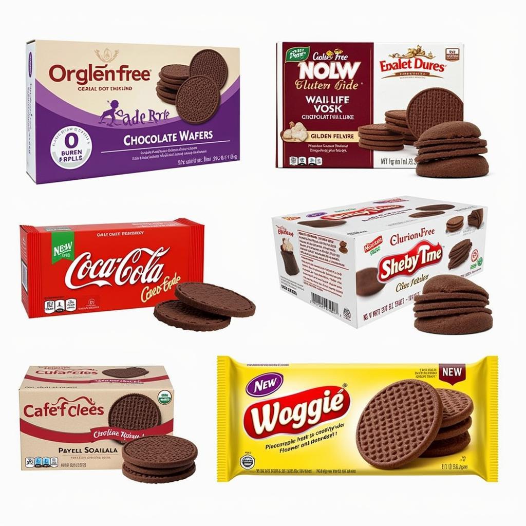 Various gluten-free chocolate wafers on display