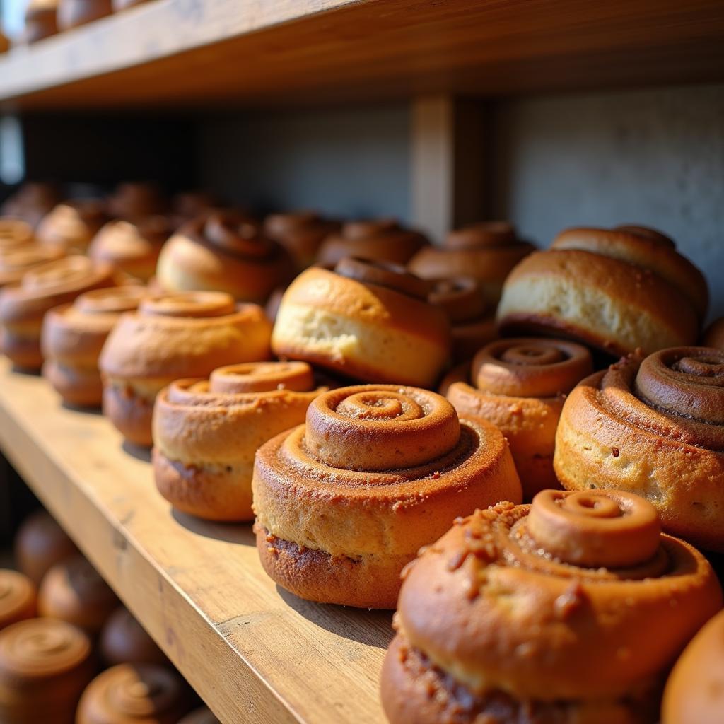 Gluten-Free Cinnamon Rolls Displayed in a Bakery