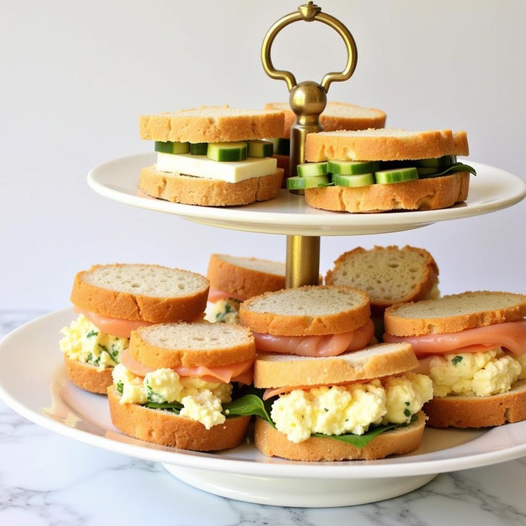 Assorted gluten-free finger sandwiches for a tea party.