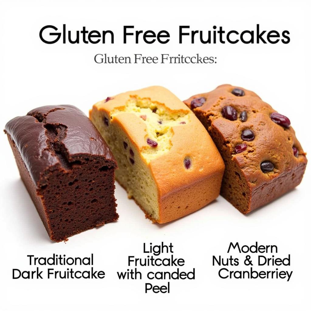 A variety of gluten-free fruitcakes on display