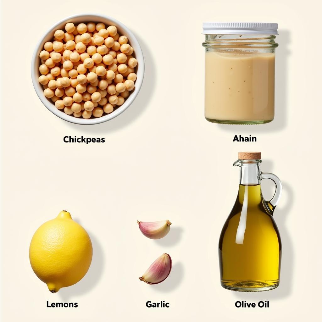 Gluten-Free Hummus Ingredients: Chickpeas, Tahini, Lemon, Garlic, Olive Oil