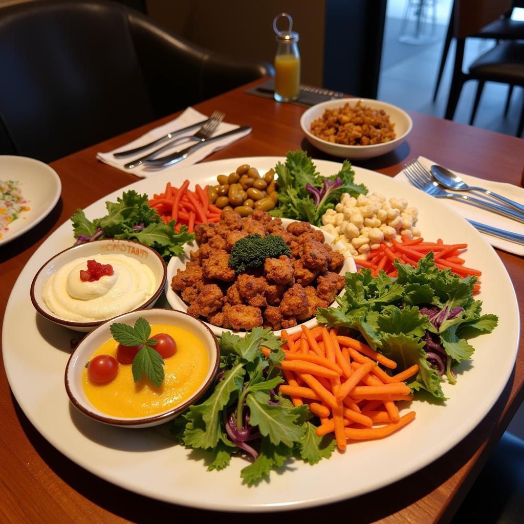 A colorful gluten-free meze platter served in an Istanbul restaurant