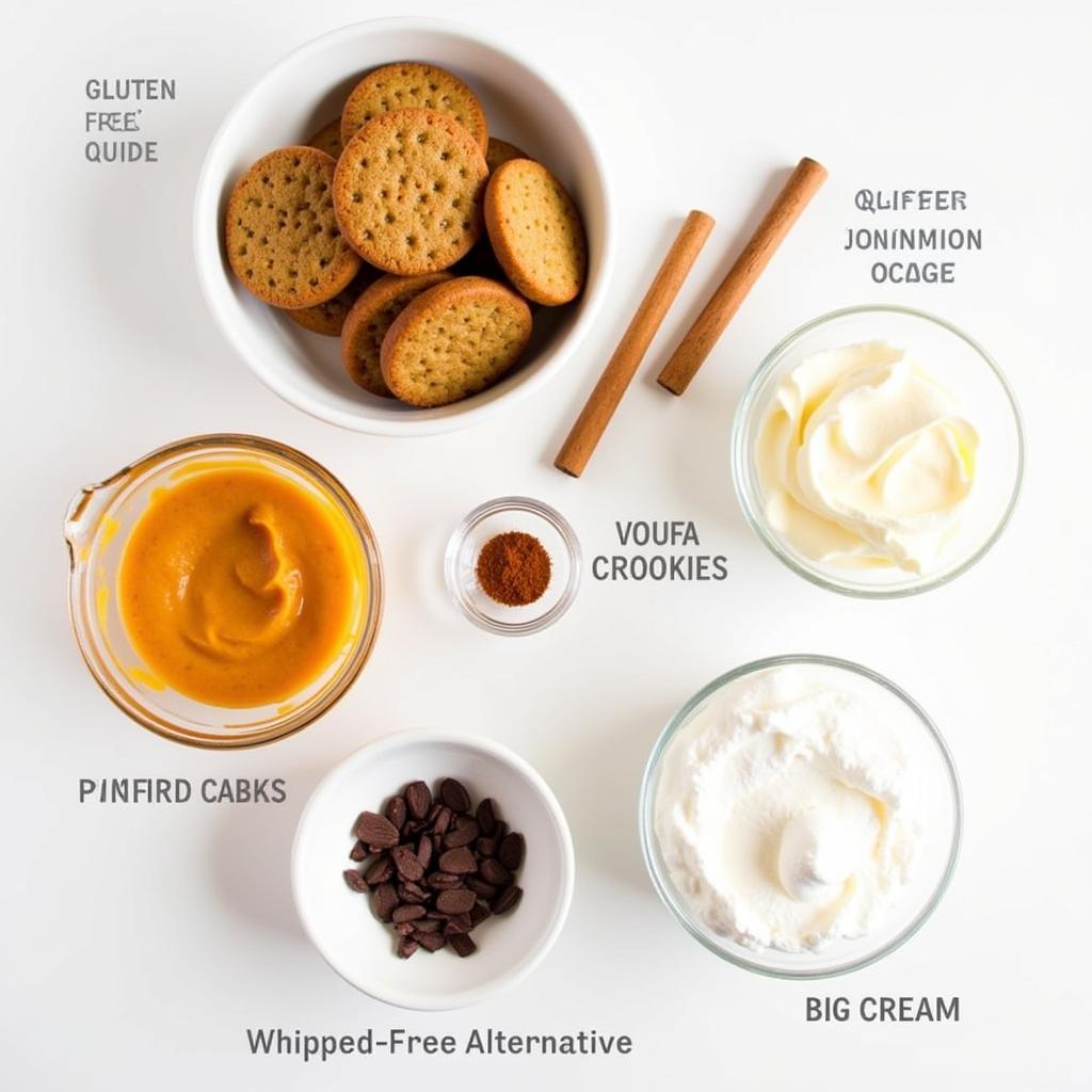 Gluten-free pumpkin trifle ingredients displayed on a table.