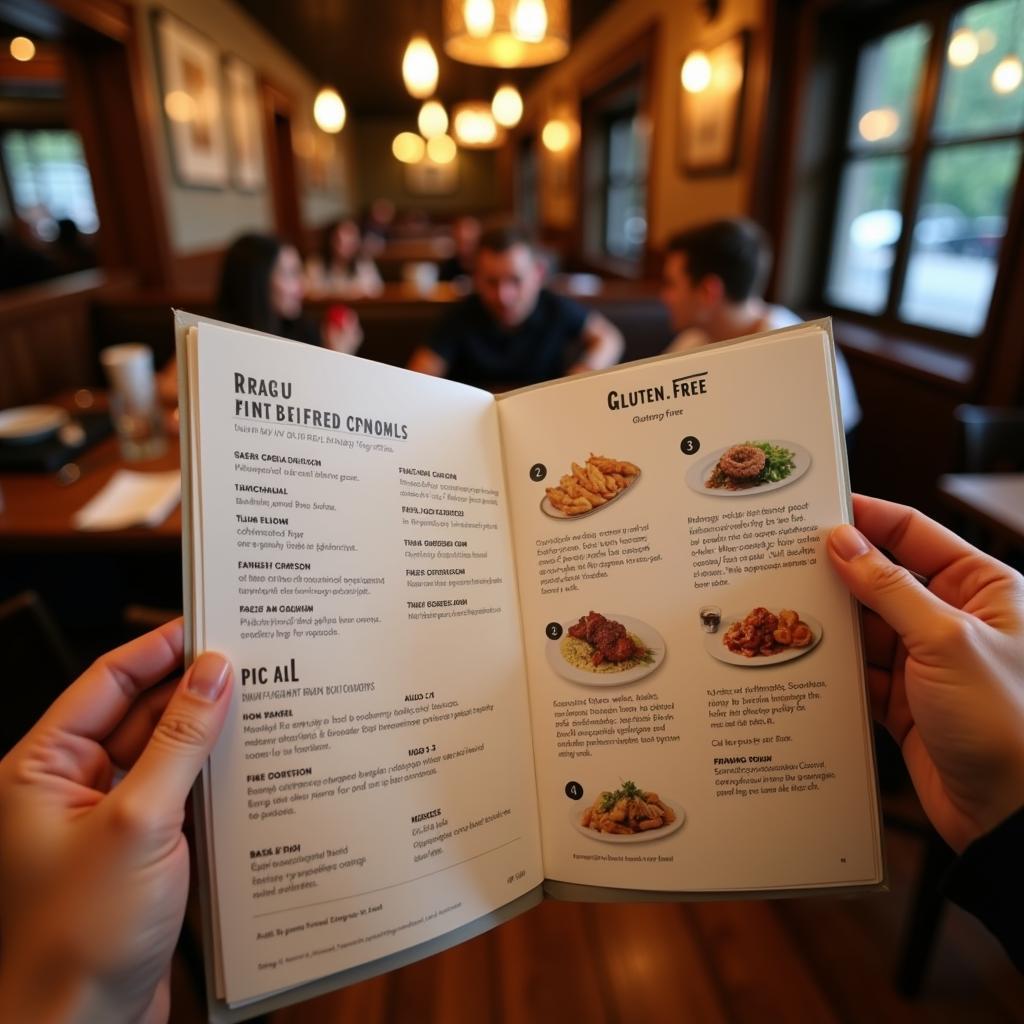 Person reviewing a gluten-free menu at a restaurant