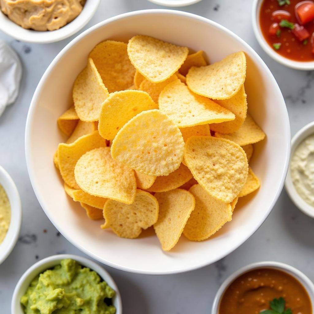 Gluten-Free Salt and Vinegar Chips with Dips