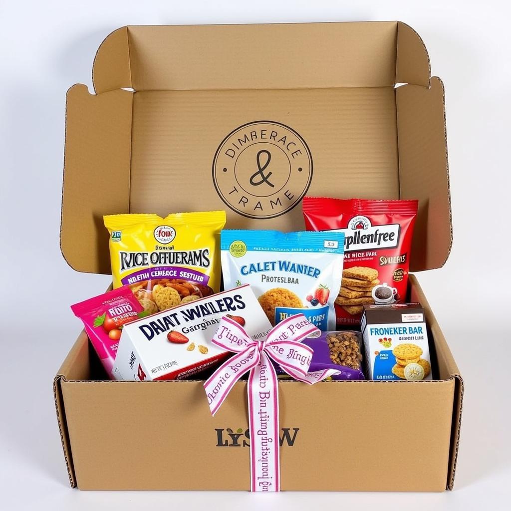 Gluten-free snack box delivery service with a variety of healthy and delicious treats.