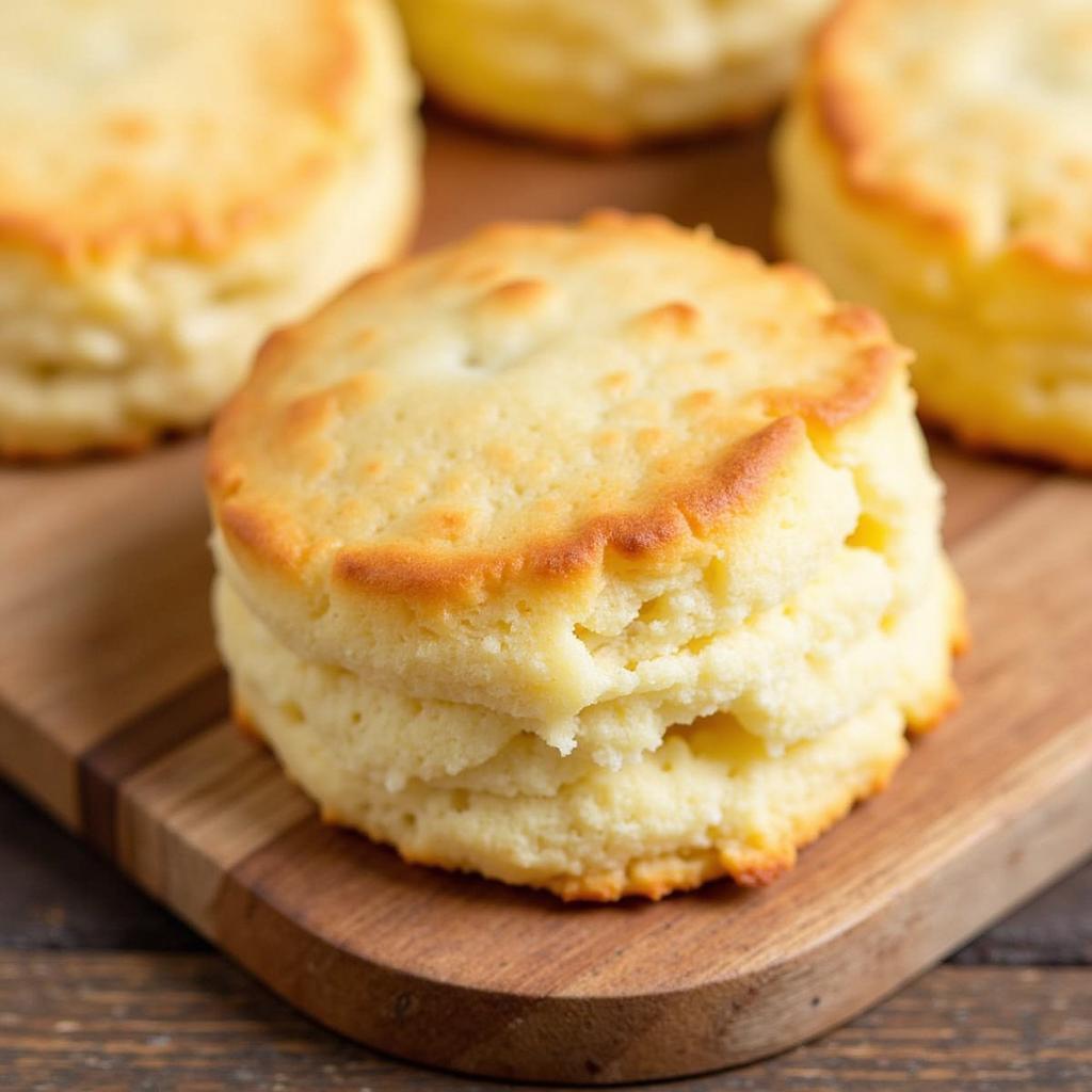 Close up of gluten free water biscuits on a wooden board