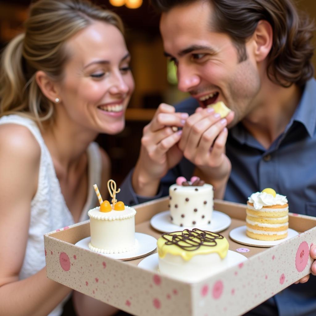 Couple Tasting Gluten-Free Wedding Cake Sampler