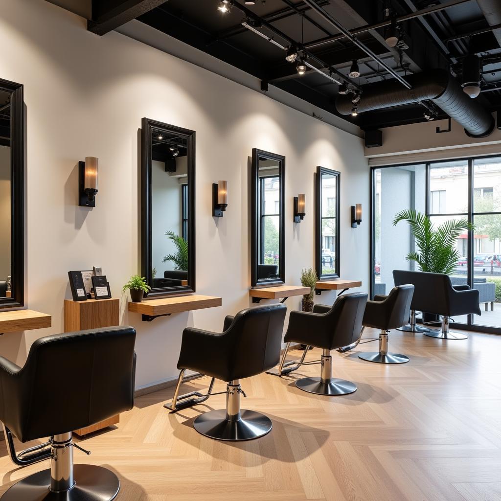 Modern Hair Salon with Free-Standing Stations