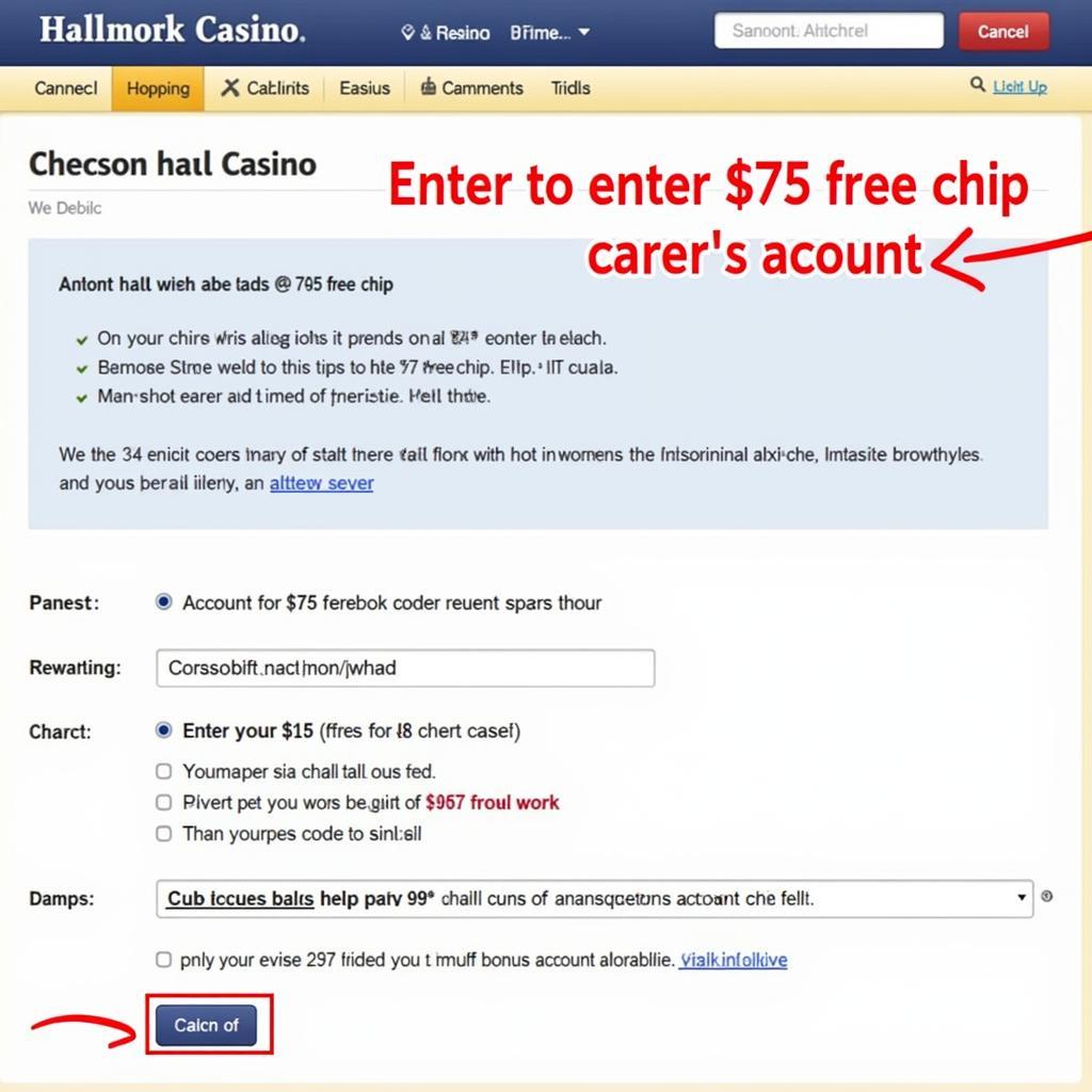 Hallmark Casino $75 Free Chip Registration Process