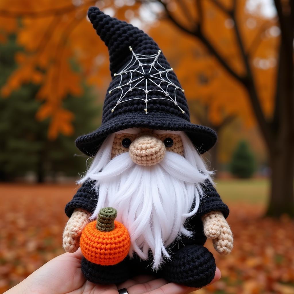 Halloween Crochet Gnome with Pumpkin