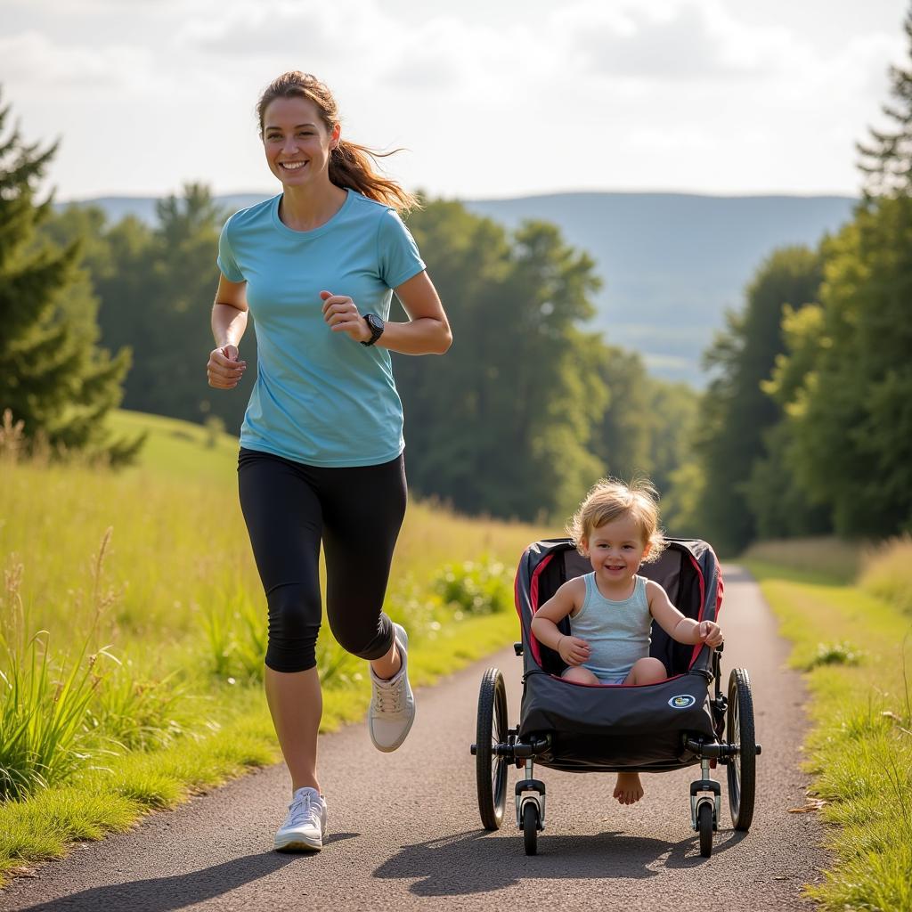 Hands-Free Running Trailer on a Trail