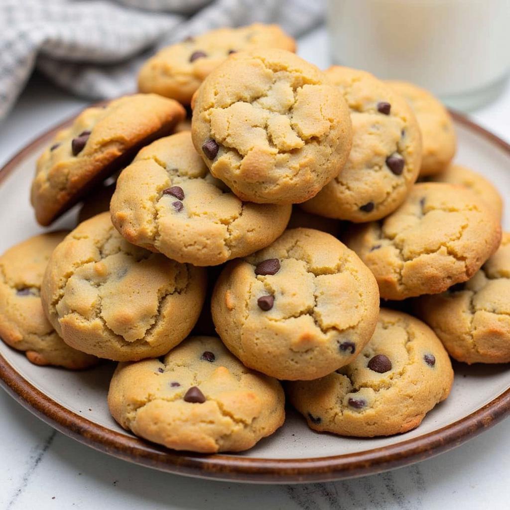 A plate of freshly baked, homemade dairy-free cookies.