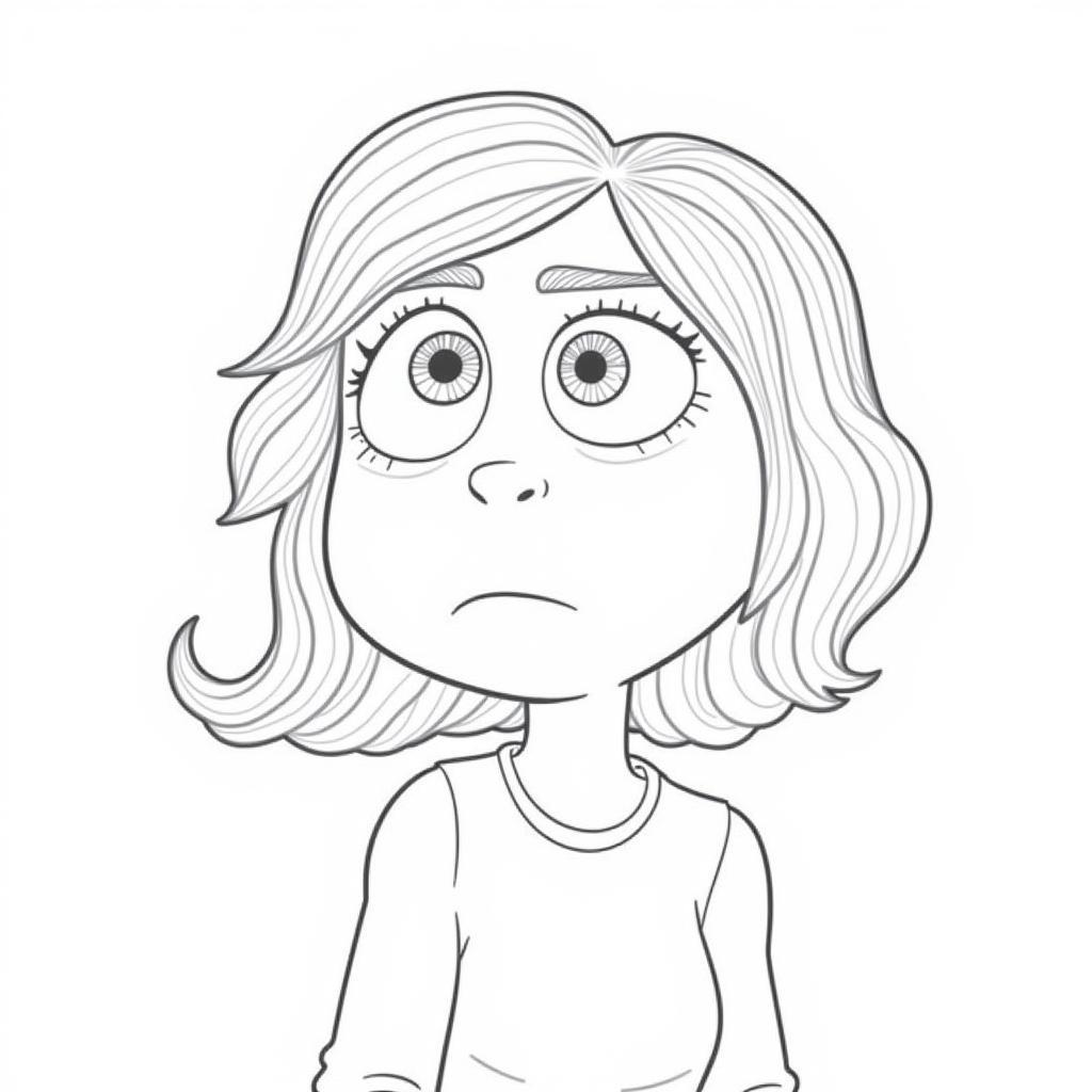 Sadness coloring page from Inside Out 2