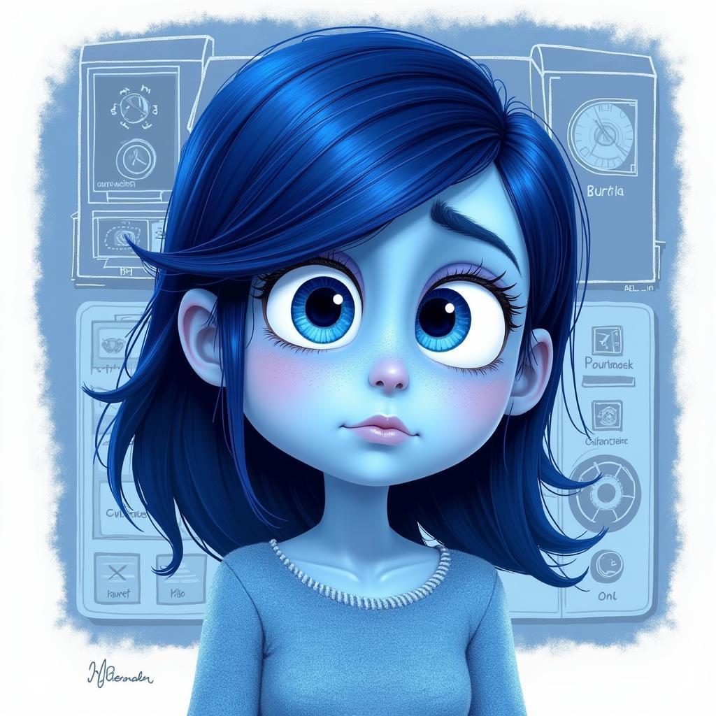 Sadness from Inside Out 2 Coloring Page