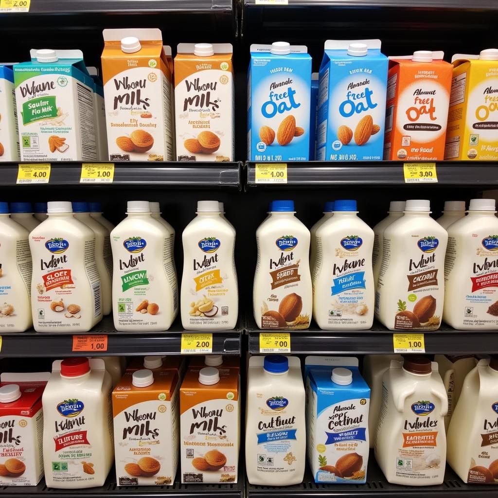 Lactose-Free Milk Alternatives on a Shelf