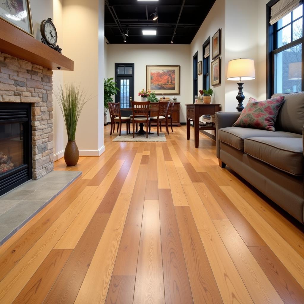 A larger display showcasing a specific type of hardwood flooring.