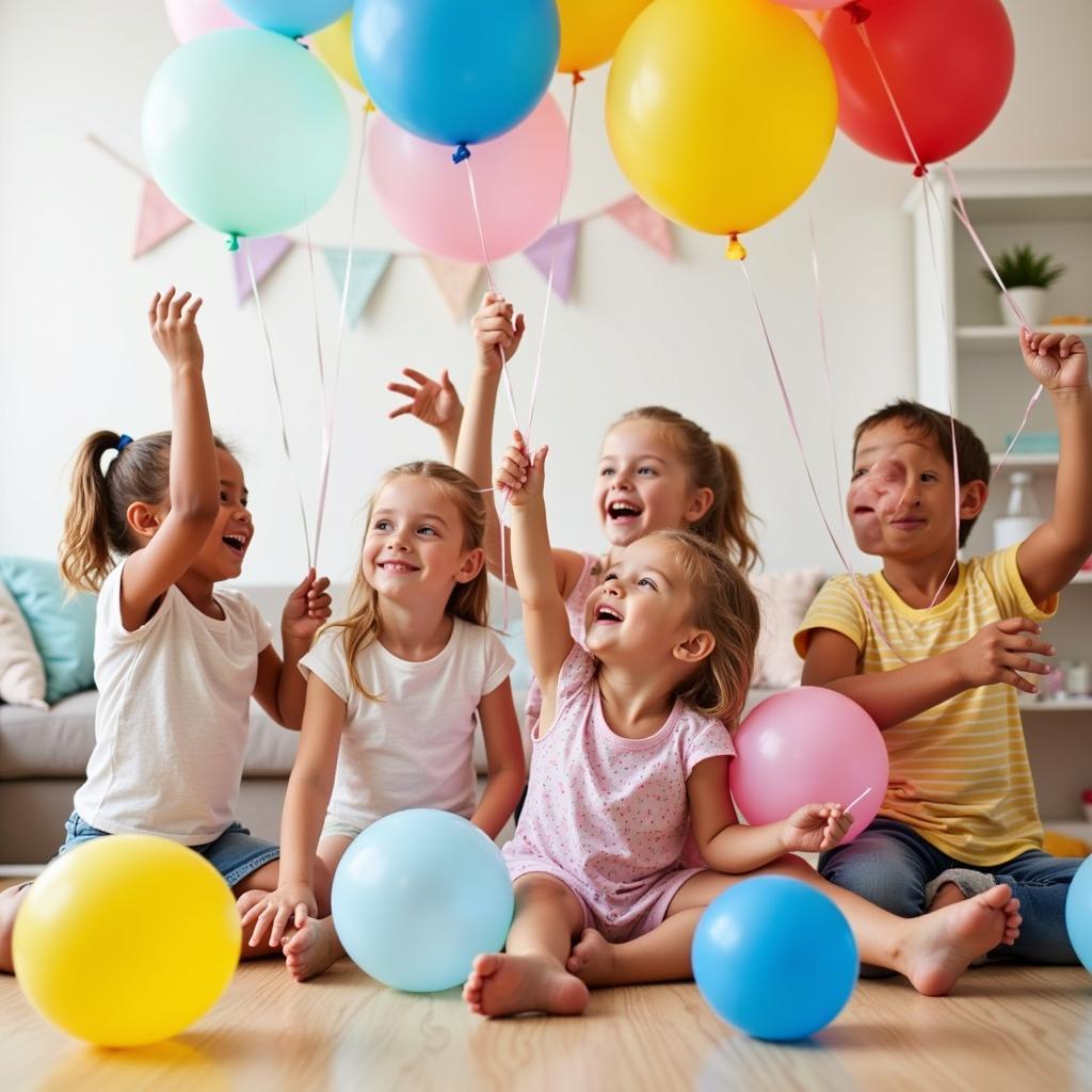 Children Playing with Latex-Free Balloons at a Party